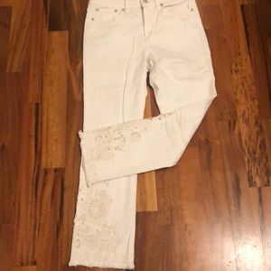 Free people crocheted white jeans